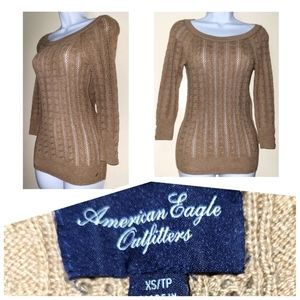 AMERICAN EAGLE OUTFITTERS SWEATER PULLOVER WOMEN LIGHT BROWN PULLOVER SIZE XS